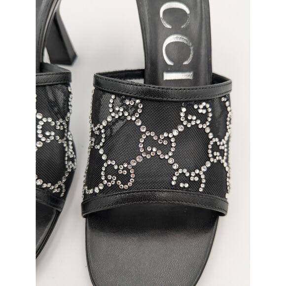 Gucci Demi Rhinestone Mesh Mule Sandals Nero Women's size US8.5 EU38.5 - Picture 15 of 16